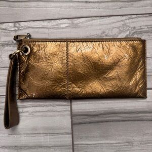 HOBO Metallic Bronze/Gold Wristlet Clutch Y2K